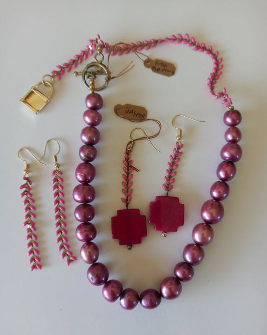 Pearl Necklace and Earrings